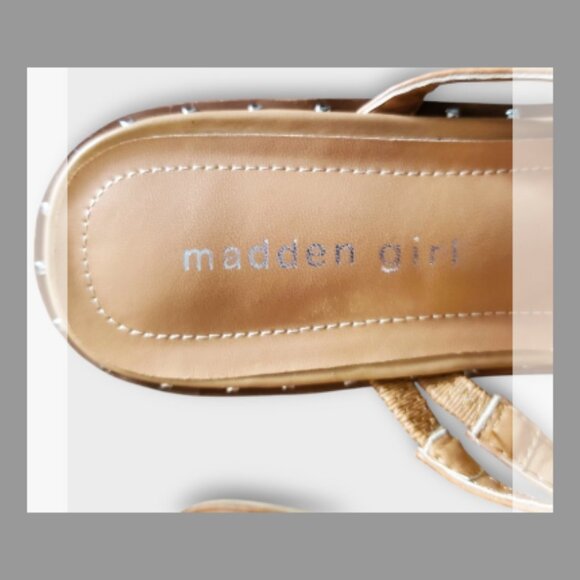 Madden Girl Women’s Size 8.5 Strappy Sandals Silver Studs Block Heel - Picture 4 of 9